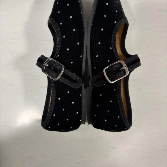 J. Crew Toddler Size 11 | Black Velvet Polka Dot Flats - Picture 7 of 8